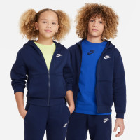 Nike Sportswear Club Fleece Trainingspak Hooded Full-Zip Kids Donkerblauw Wit