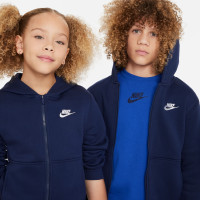 Nike Sportswear Club Fleece Trainingspak Hooded Full-Zip Kids Donkerblauw Wit