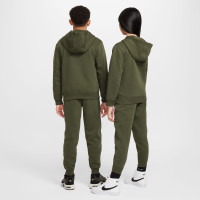 Nike Sportswear Club Fleece Trainingspak Hooded Full-Zip Kids Donkergroen Wit