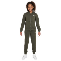 Nike Sportswear Club Fleece Trainingspak Hooded Full-Zip Kids Donkergroen Wit