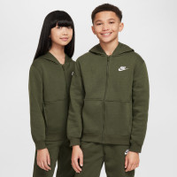 Nike Sportswear Club Fleece Trainingspak Hooded Full-Zip Kids Donkergroen Wit