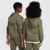 Nike Club Sportswear Fleece Tracksuit Kids Olive Green White