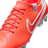 Nike Tiempo Legend 10 Elite Iron-Nop Football Shoes (SG) Anti-Clog Bright Red White