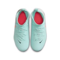 Nike Phantom Luna Academy II Gras / Kunstgras Voetbalschoenen (MG) Kids Mintgroen Rood Zwart