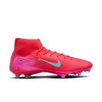 Nike Zoom Mercurial Superfly Academy 10 Grass/Artificial Grass Football Shoes (MG) Red Turquoise Pink