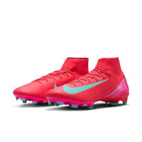 Nike Zoom Mercurial Superfly Academy 10 Grass/Artificial Grass Football Shoes (MG) Red Turquoise Pink