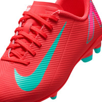 Nike Mercurial Vapor Club 16 Grass/Artificial Grass Football Shoes (MG) Kids Red Turquoise Pink