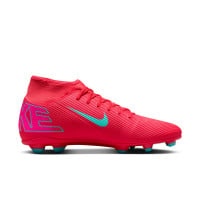 Nike Mercurial Superfly Club 10 Gras / Kunstgras Voetbalschoenen (MG) Rood Turquoise Roze