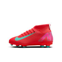 Nike Mercurial Superfly Club 10 Grass/Artificial Grass Football Shoes (MG) Kids Red Turquoise Pink