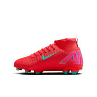 Nike Mercurial Superfly Club 10 Grass/Artificial Grass Football Shoes (MG) Kids Red Turquoise Pink