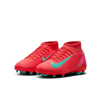 Nike Mercurial Superfly Club 10 Grass/Artificial Grass Football Shoes (MG) Kids Red Turquoise Pink