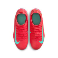 Nike Mercurial Superfly Club 10 Grass/Artificial Grass Football Shoes (MG) Kids Red Turquoise Pink