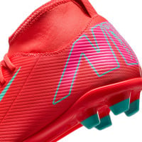 Nike Mercurial Superfly Club 10 Grass/Artificial Grass Football Shoes (MG) Kids Red Turquoise Pink