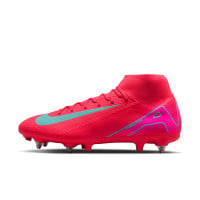 Nike Zoom Mercurial Superfly Academy 10 Iron Nop Football Shoes (SG) Anti-Clog Red Turquoise Pink