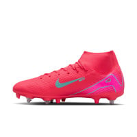 Nike Zoom Mercurial Superfly Academy 10 Iron Nop Football Shoes (SG) Anti-Clog Red Turquoise Pink