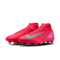 Nike Zoom Mercurial Superfly Academy 10 Iron Nop Football Shoes (SG) Anti-Clog Red Turquoise Pink