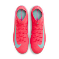 Nike Zoom Mercurial Superfly Academy 10 Iron Nop Football Shoes (SG) Anti-Clog Red Turquoise Pink