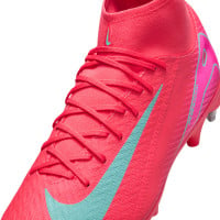 Nike Zoom Mercurial Superfly Academy 10 Iron Nop Football Shoes (SG) Anti-Clog Red Turquoise Pink