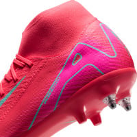 Nike Zoom Mercurial Superfly Academy 10 Iron Nop Football Shoes (SG) Anti-Clog Red Turquoise Pink