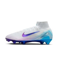 Nike Zoom Mercurial Superfly 10 Elite Gras Football Boots (FG) White Blue Purple