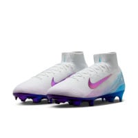 Nike Zoom Mercurial Superfly 10 Elite Gras Football Boots (FG) White Blue Purple